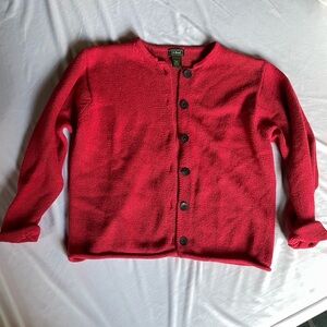 vintage silk ll bean red cardigan